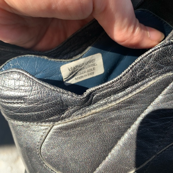 vintage 90s black leather platform slip on shoes - Picture 4 of 12